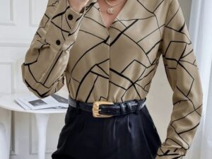 Ladies' New Fashionable Commuting Elegant And Comfortable Slim Fit Striped Collar Top Shirt