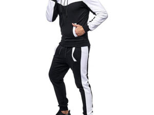 Men's Hooded Color Block Casual Cardigan Set