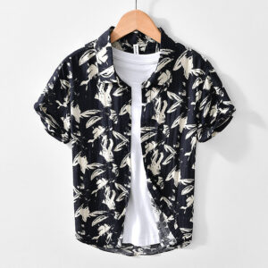 Personalized Printed Black And White Short-sleeved Shirt