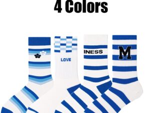 4 Pairs Mens Dress Socks Funny Colorful Dress Socks Athletic Socks Cushion Running Socks Breathable Comfort For Sports Anti-odor Anti-slip Breathable