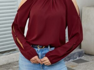 Women's New Fashionable Round Neck Off Shoulder Design Shirt