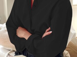 Simple Casual Long Sleeve Solid Color Shirt With Pocket