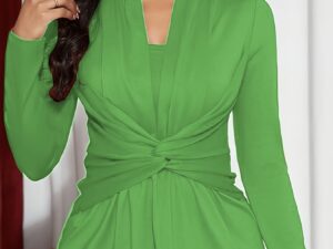 Ladies' Fashionable And Elegant Temperament, Versatile Solid Color Pleated T-shirt Top, Elegant And Directional