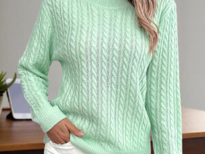 Womens Textured Long Sleeve Sweater Crewneck Pullover Dressy Casual Tops 2025 Fall Trendy Outfits