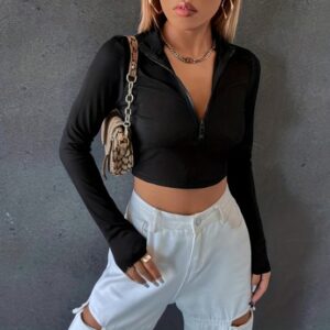 Slim Long Sleeve Short Sexy Crop Top