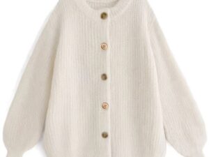 Women's Oversized Faux Cashmere Cardigan Sweater Gold Trim Clashing Button Knit Fashion Sweater Spring And Autumn Casual Fashion Cardigan Jacket