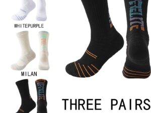 3 Pairs Men  Compression Running Socks Crew Athletic Hiking Wicking Anti Blister Cushioned Anti-odor And Breathable For Running Hiking Cycling