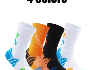 4 Pairs Men Compression Running Socks  Crew Athletic Anti Blister Cushioned Anti-odor Seamless Breathable For Running Hiking Cycling Fitness