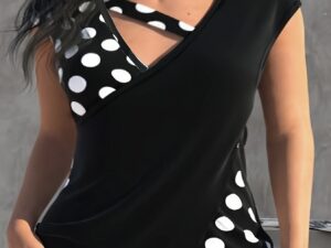 Women's Sleeveless Collar With Unique Design T-shirt Top