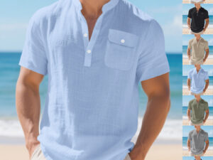 Summer American Linen Men's T-shirt Loose Casual