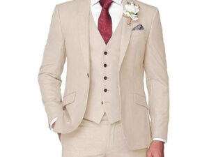 Men's Solid Color Business Jacket Vest Pants Set