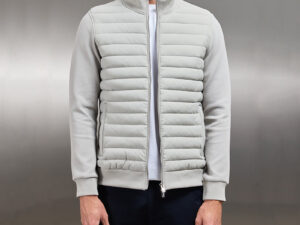 Lightweight Stand Collar Coat For Men Fashion Stitching Knitted Jacket Winter Outwear