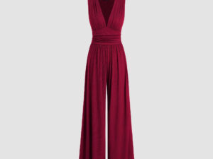 Women's Solid Color Loose Sleeveless Knitted Jumpsuit