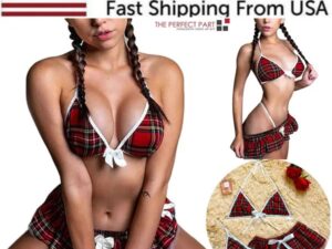 Sexy Lingerie School Girl Sleepwear Dress Nightwear Underwear Babydoll Women USA